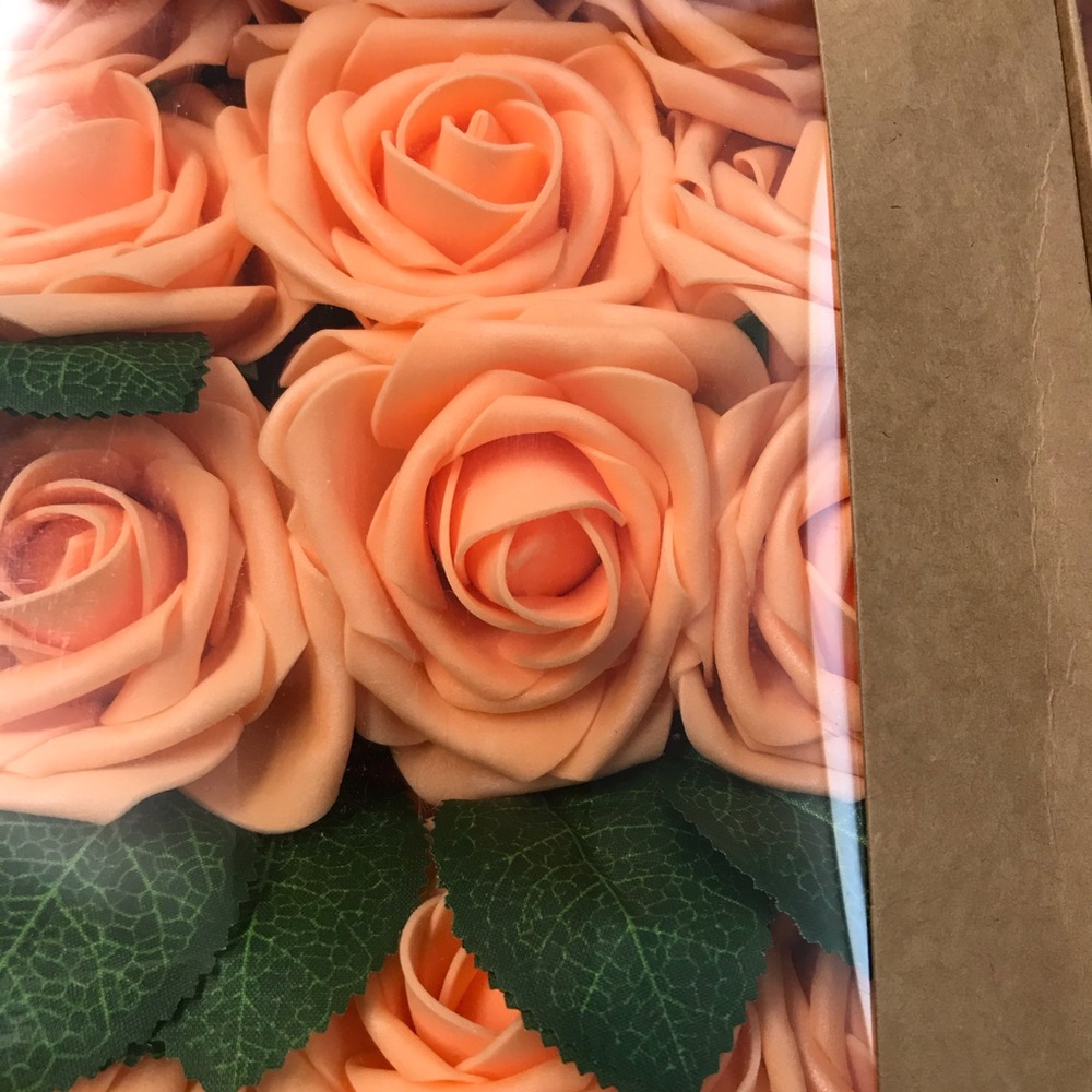 25 Pcs Artificial Rose Flower Heads Wedding Orange - Picture 3 of 5